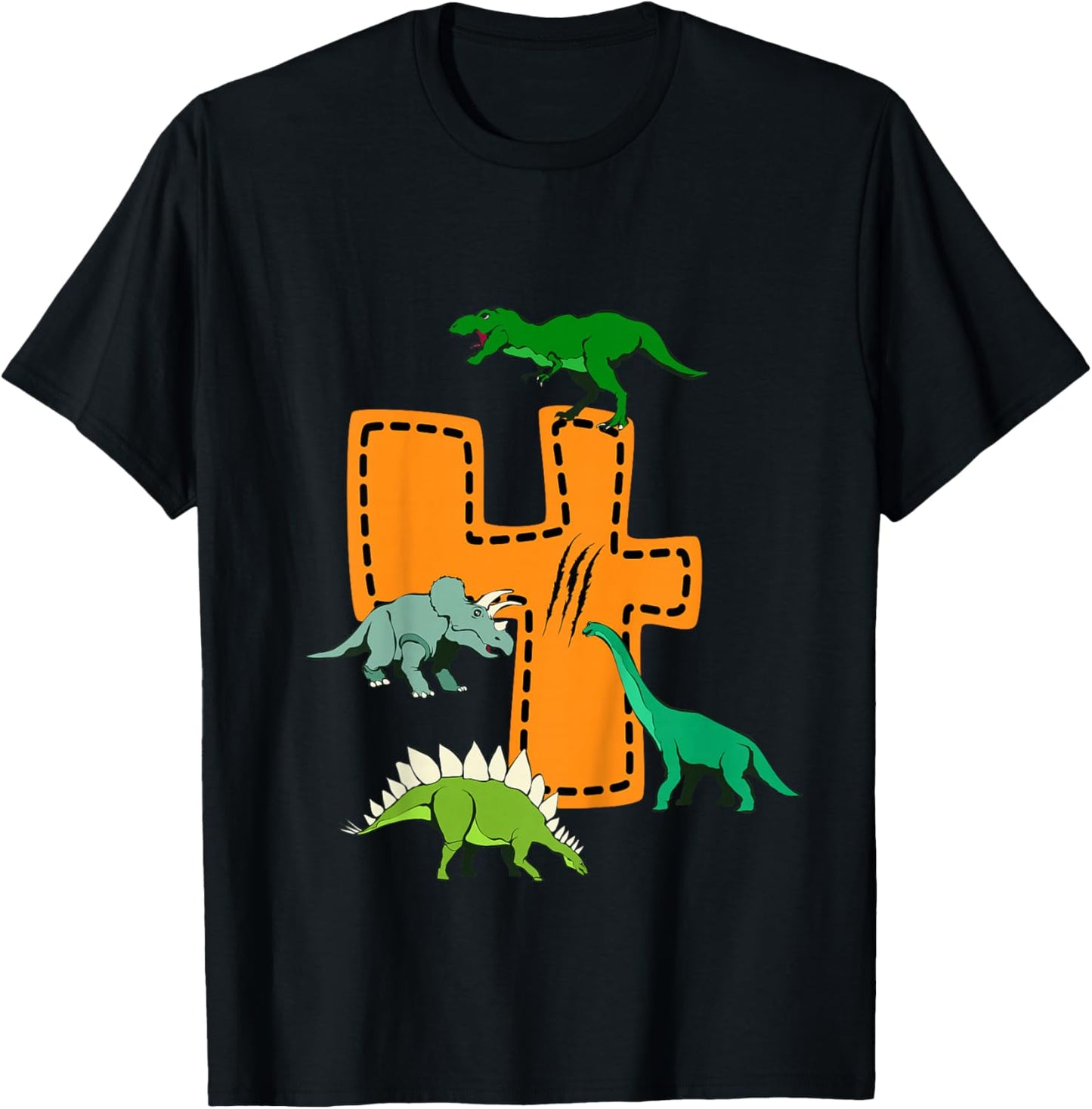 I'm 4 Dinosaurs 4th Children's Son's Dino Birthday Party T-Shirt - T-Shirt | Black
