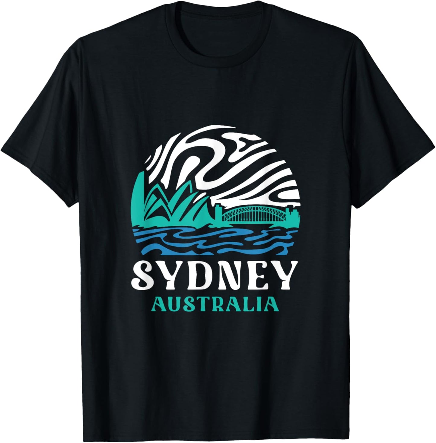 Vintage Retro Sydney Opera House Harbour Bridge Australia T-Shirt - T-Shirt | Black