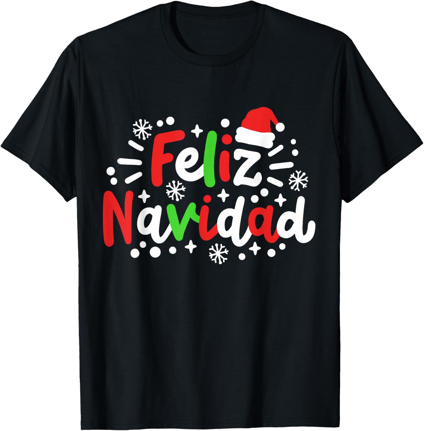 Feliz Navidad Matching Family Spanish Christmas Men Women T-Shirt - T-Shirt | Black