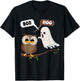 Funny Halloween Ghosts And Owl Saying Boo Hoo, Spooky Season T-Shirt - T-Shirt | Black