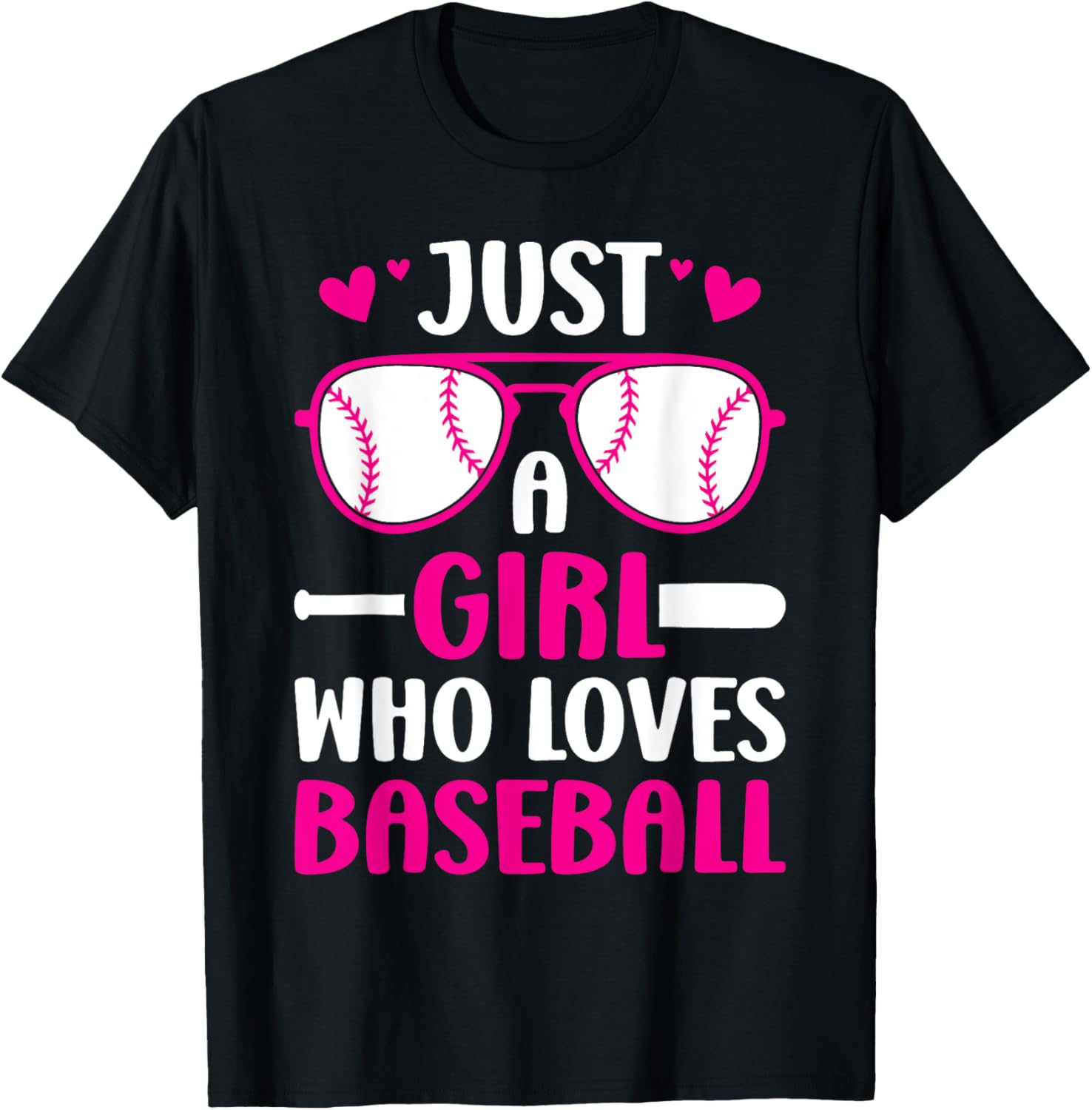 Just a Girl Who Loves Baseball T-Shirt - T-Shirt | Black