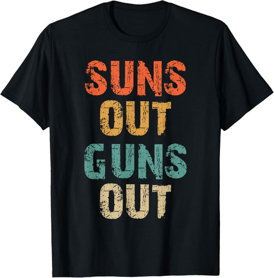 Suns Out Guns Out Cool Muscle Sun Vintage T-Shirt - T-Shirt | Black