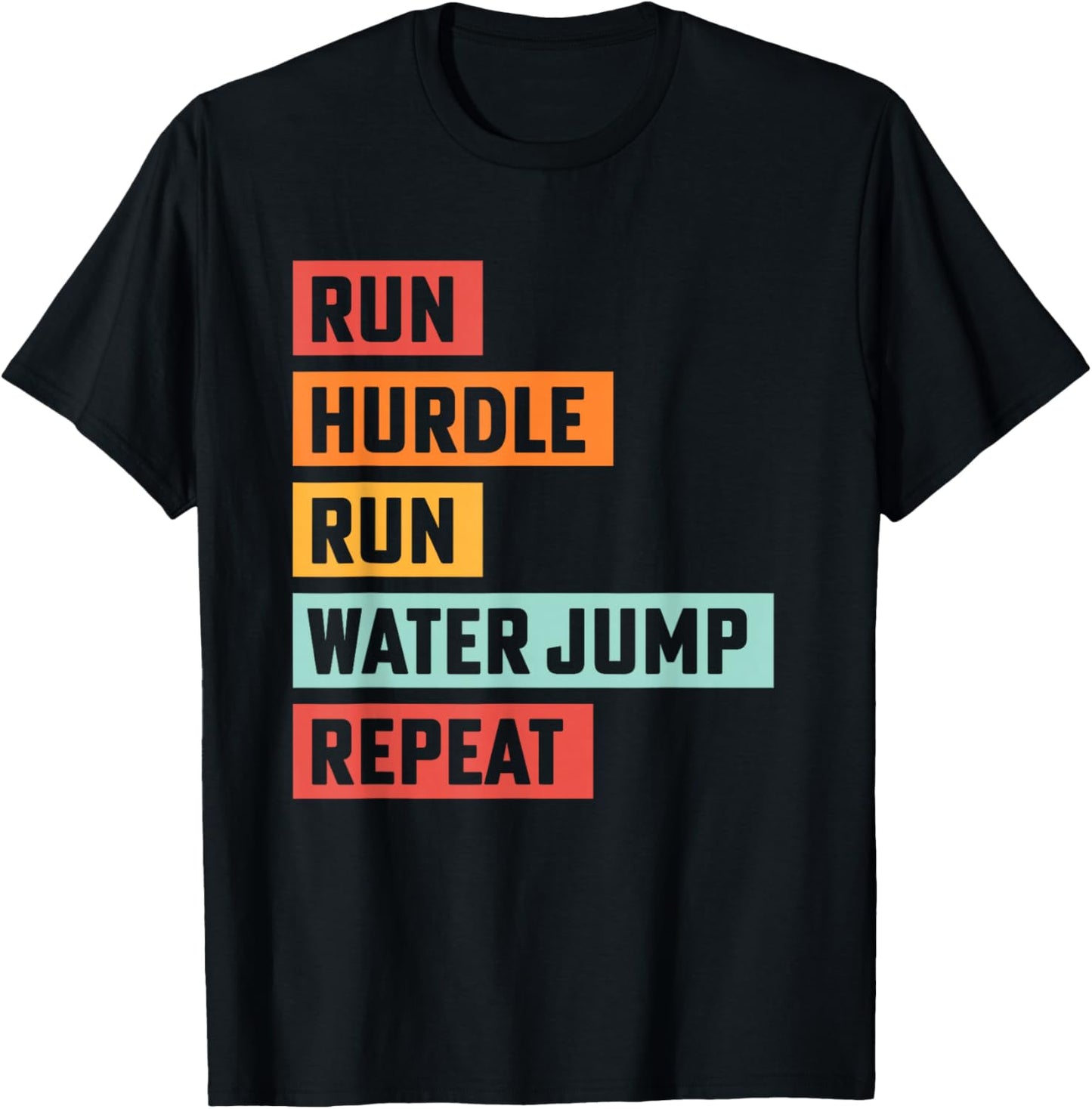 Steeplechase Track Run Hurdle Water Jump Track Coach T-Shirt - T-Shirt | Black