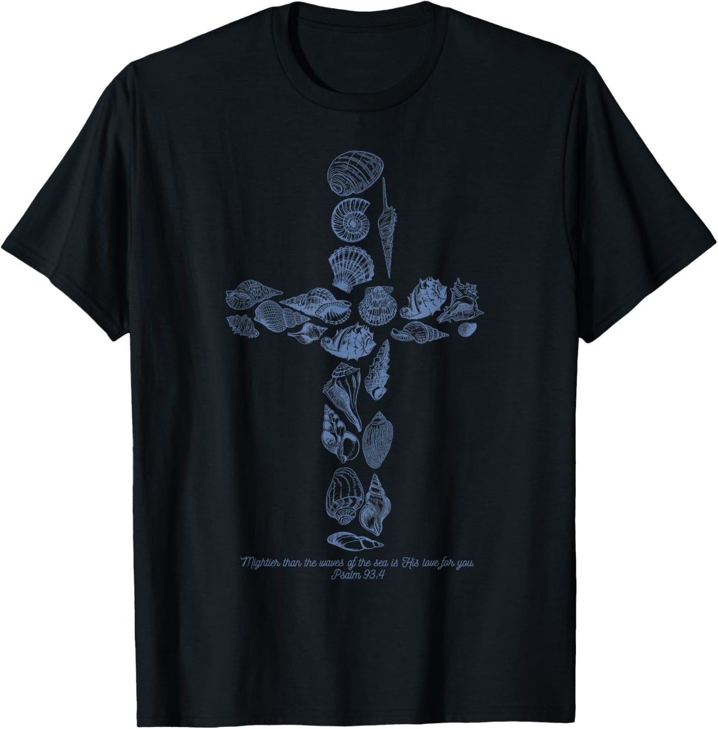 Beachy Ocean Seashell Ocean Beach Faith Cross Christian Women T-Shirt - T-Shirt | Black