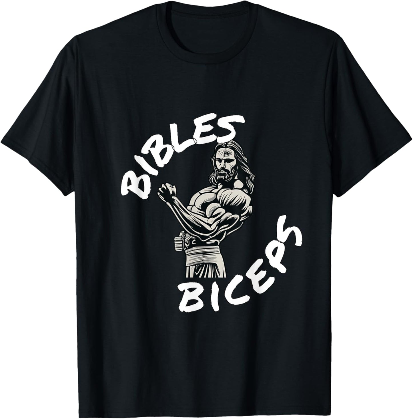 Bibles and Biceps Funny Gym Workout Christian T-Shirt - T-Shirt | Black