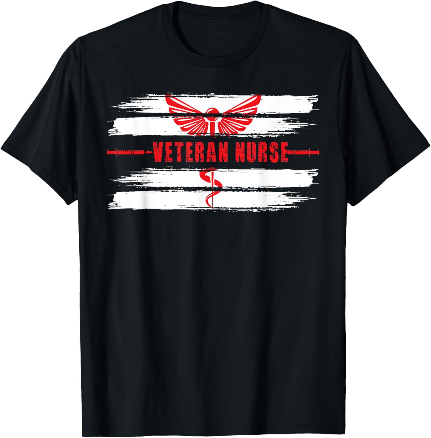 Proud Veteran Nurse Veteran Nursing Caduceus T-Shirt - T-Shirt | Black