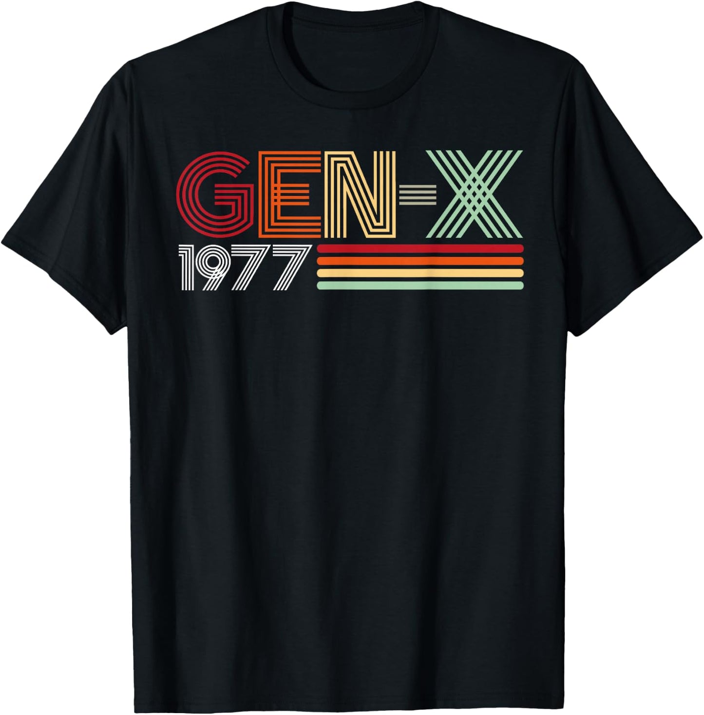 Gen X 1977 Retro Generation Xer Vintage Text Style T-Shirt - T-Shirt | Black