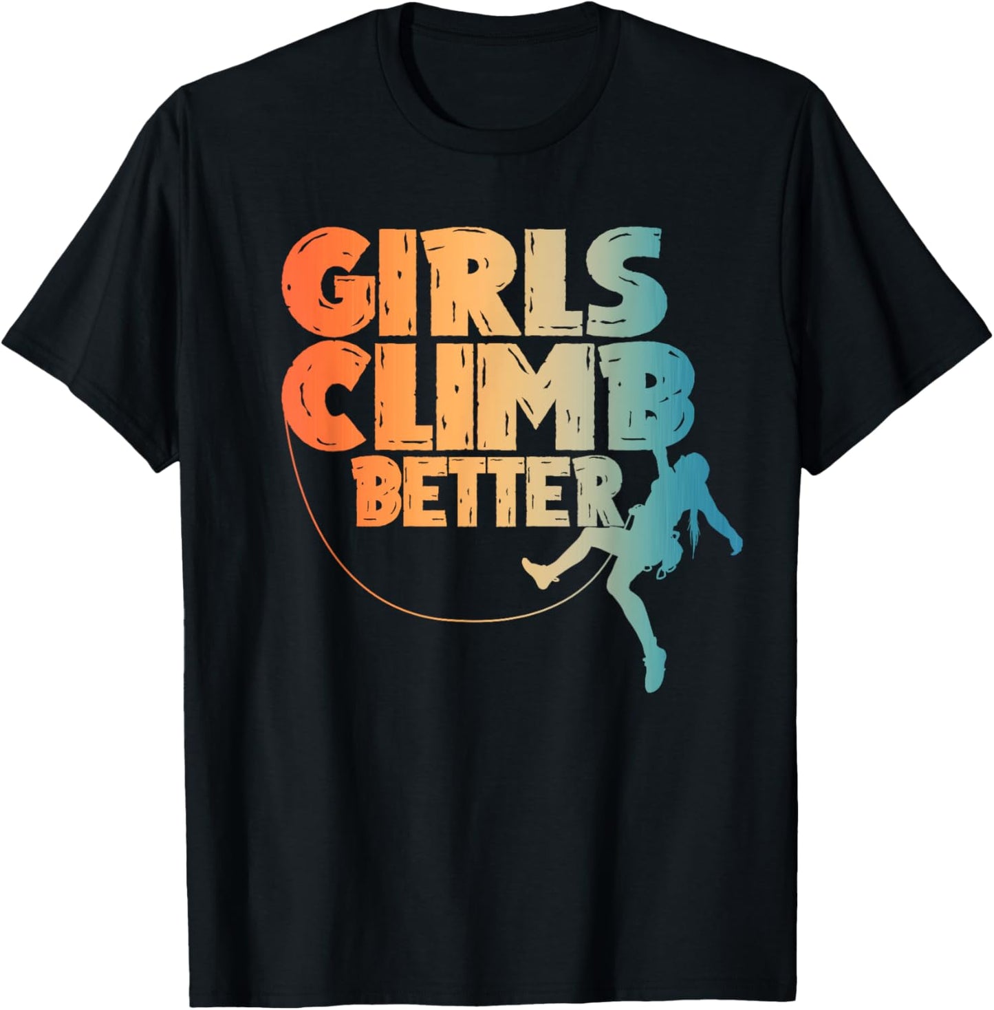 Cool Rock Climber Art Girls Indoor Rock Climbing T-Shirt - T-Shirt | Black