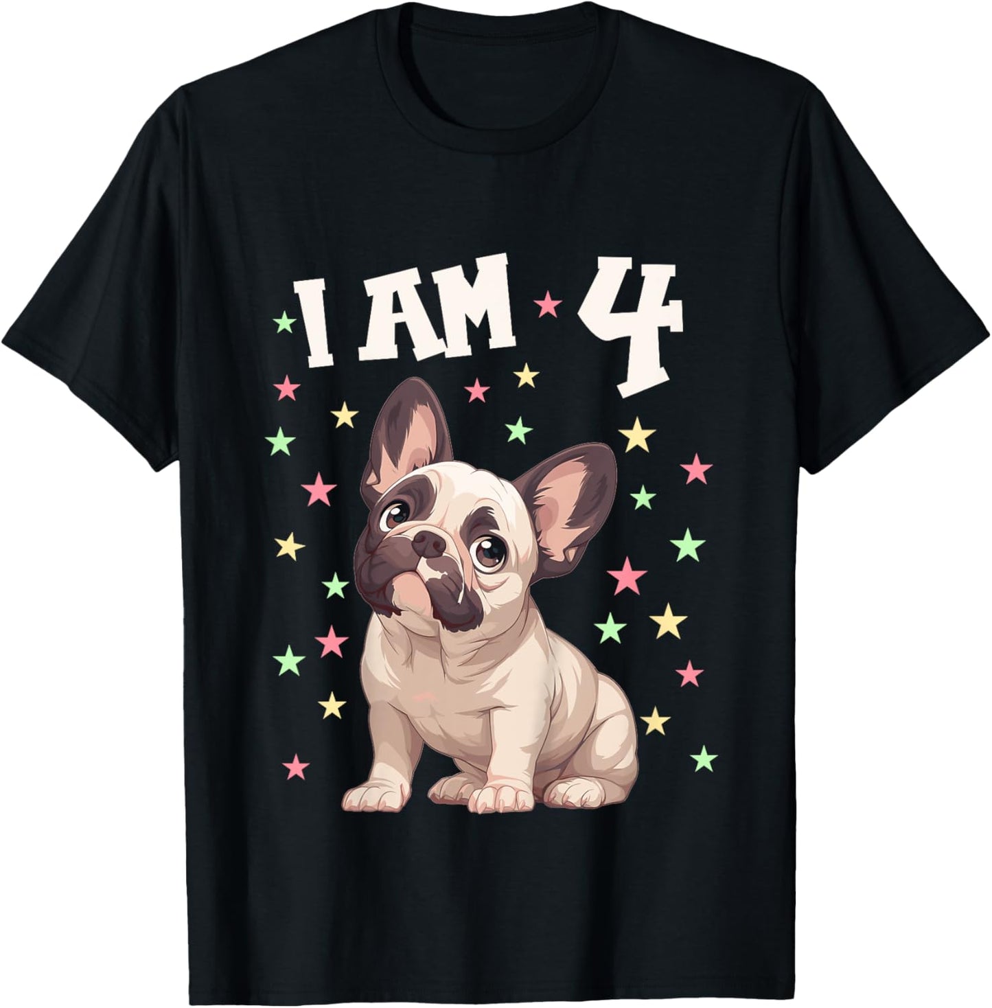 4 Years old 4th birthday French Bulldogs French Bulldog Kids T-Shirt - T-Shirt | Black
