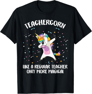 Teachercorn Unicorn Teacher More Magical Gift Back to School Women T-Shirt - T-Shirt | Black