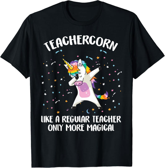 Teachercorn Unicorn Teacher More Magical Gift Back to School Women T-Shirt - T-Shirt | Black
