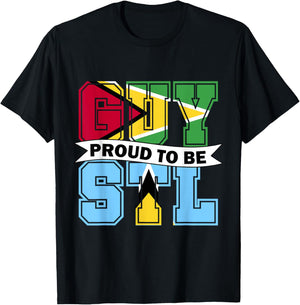 Proud to be Half Guyanese half Lucian Guyana Saint Lucia T-Shirt - T-Shirt | Black