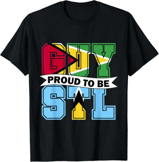 Proud to be Half Guyanese half Lucian Guyana Saint Lucia T-Shirt - T-Shirt | Black
