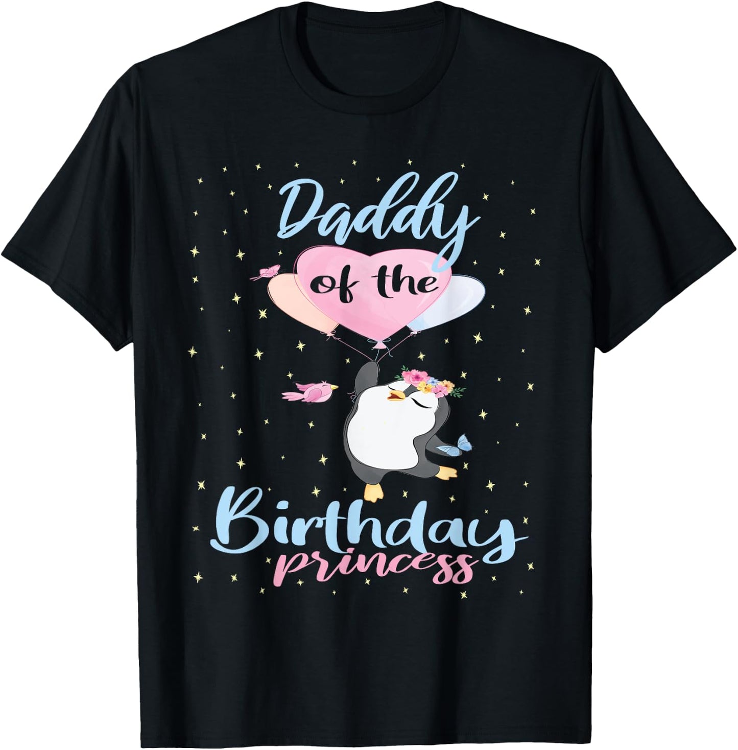 Daddy Of The Birthday Princess Penguin Girls B-day Party T-Shirt - T-Shirt | Black