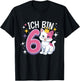 Kinder 6. Geburtstag Kindergeburtstag Sechster Geburtstag Katze T-Shirt - T-Shirt | Black