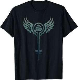Valkyrie Symbol, Odin Valknut, Shieldmaiden, Viking, Warrior T-Shirt - T-Shirt | Black