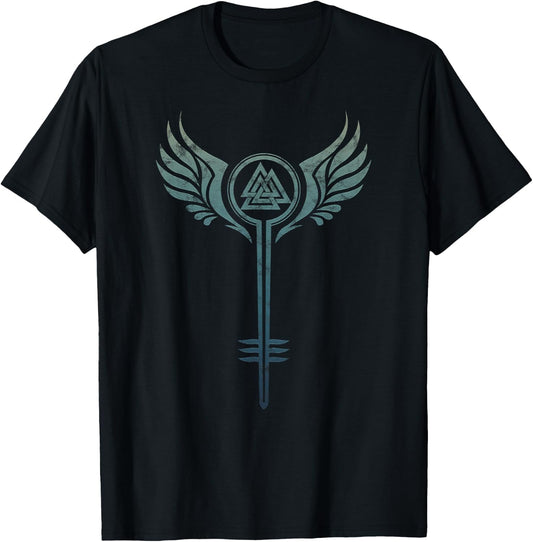 Valkyrie Symbol, Odin Valknut, Shieldmaiden, Viking, Warrior T-Shirt - T-Shirt | Black