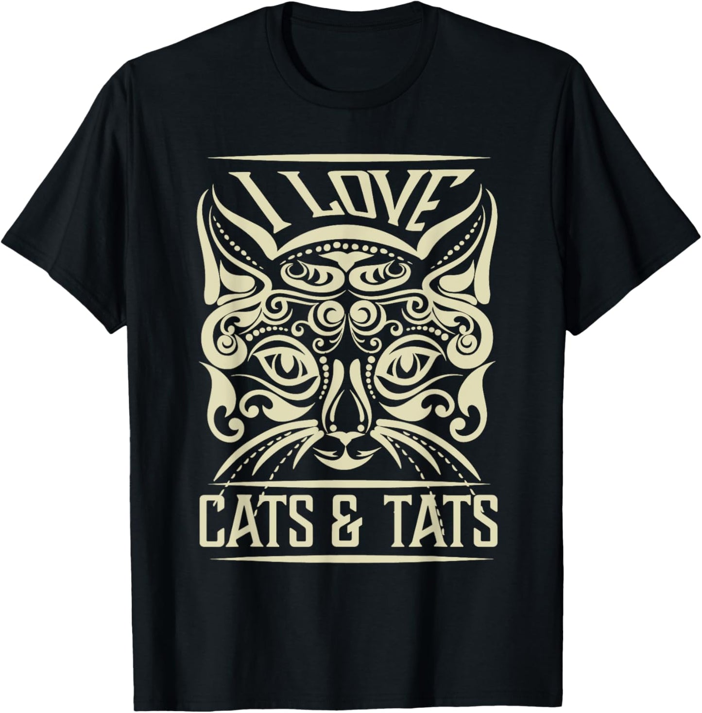 Love Cats And Tats Funny Inking Tattoo Tattooing Cat Lover Women T-Shirt - T-Shirt | Black