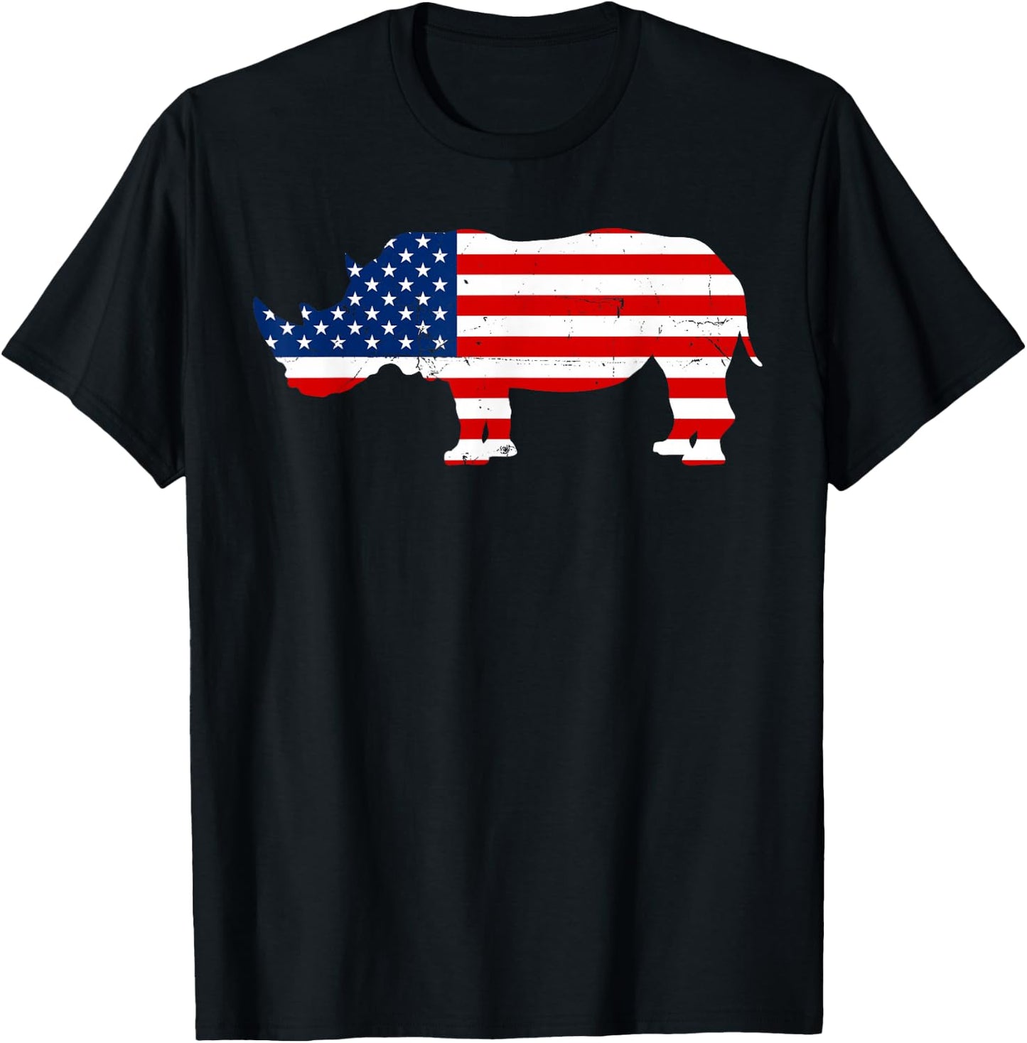 Rhino Lover Rhinoceros Horn Safari Wildlife Independence Day T-Shirt - T-Shirt | Black