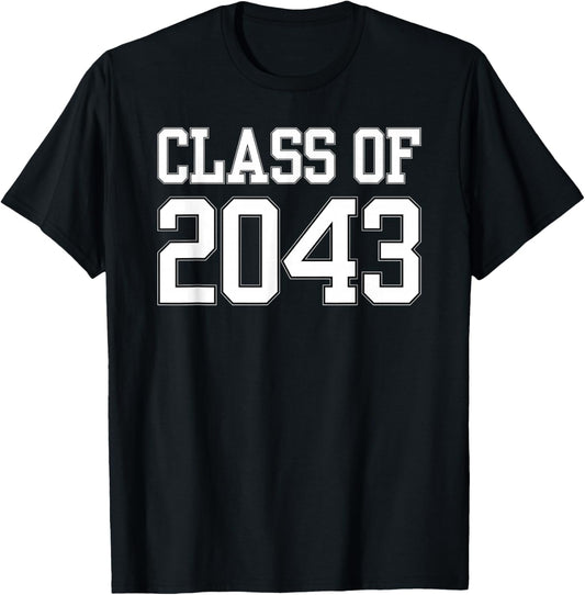 Class of 2043 Kindergarten to Graduation Grow With Me funny T-Shirt - T-Shirt | Black