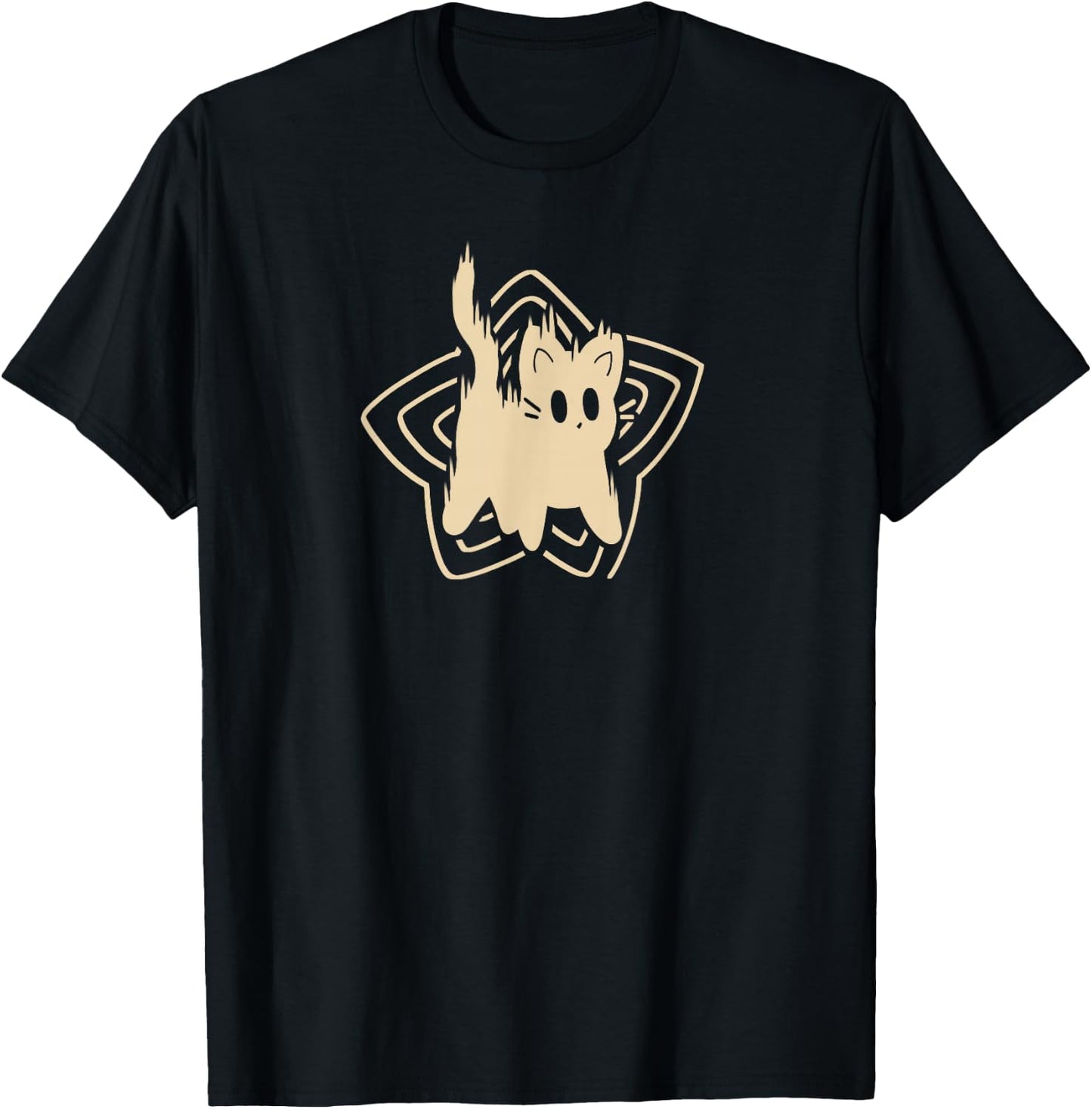 90s Y2K Cute Scary Scared Tomcat Cat T-Shirt - T-Shirt | Black