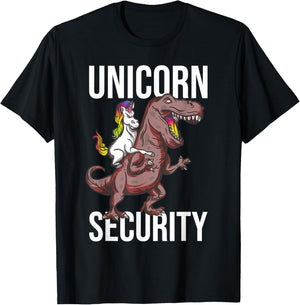 Unicorn Security Funny Costume Police Dinosaur T-Rex T-Shirt - T-Shirt | Black