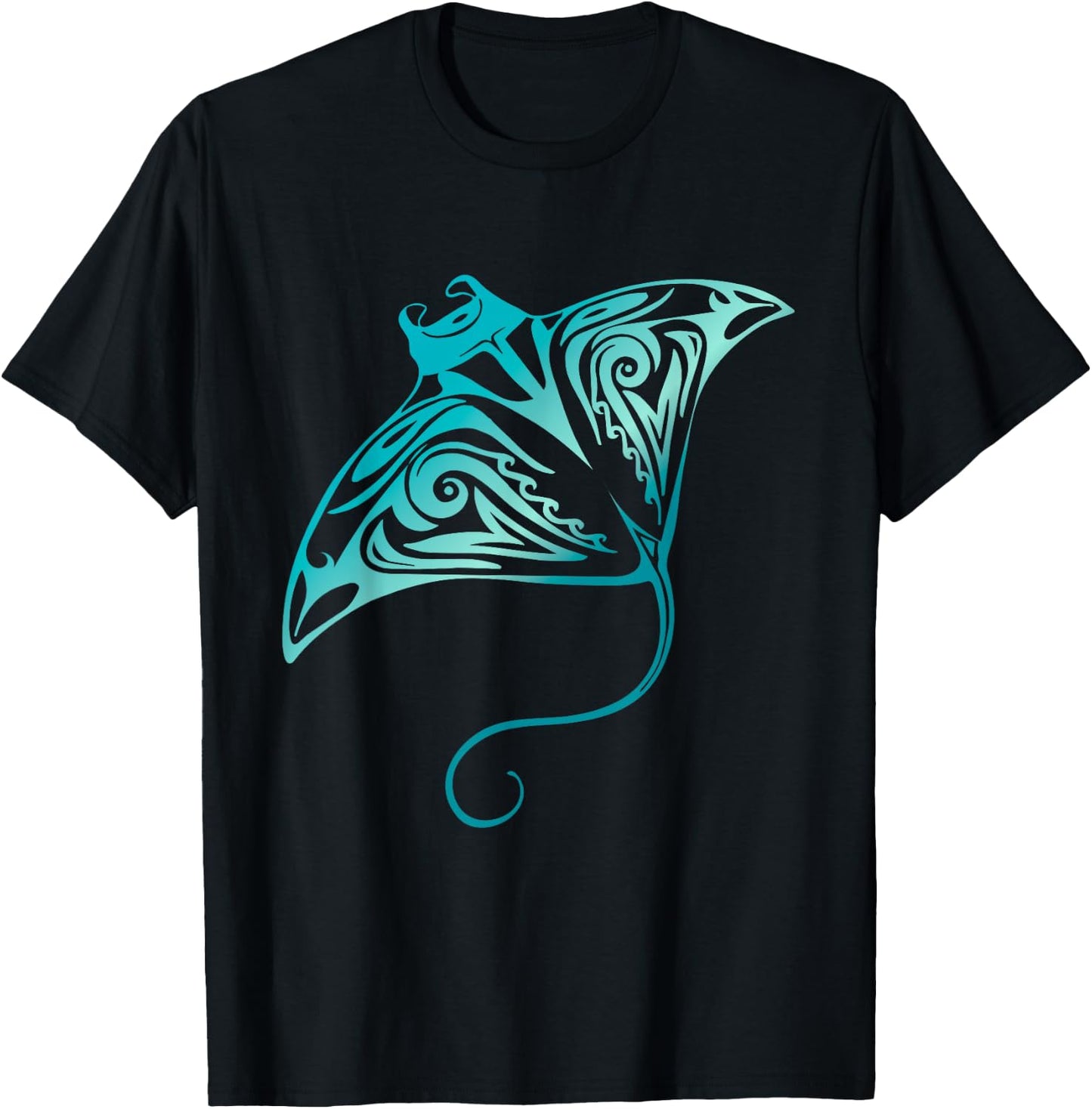 Hawaii Tribal Manta Ray Hawaiian Shirt Shark Lover T-Shirt - T-Shirt | Black