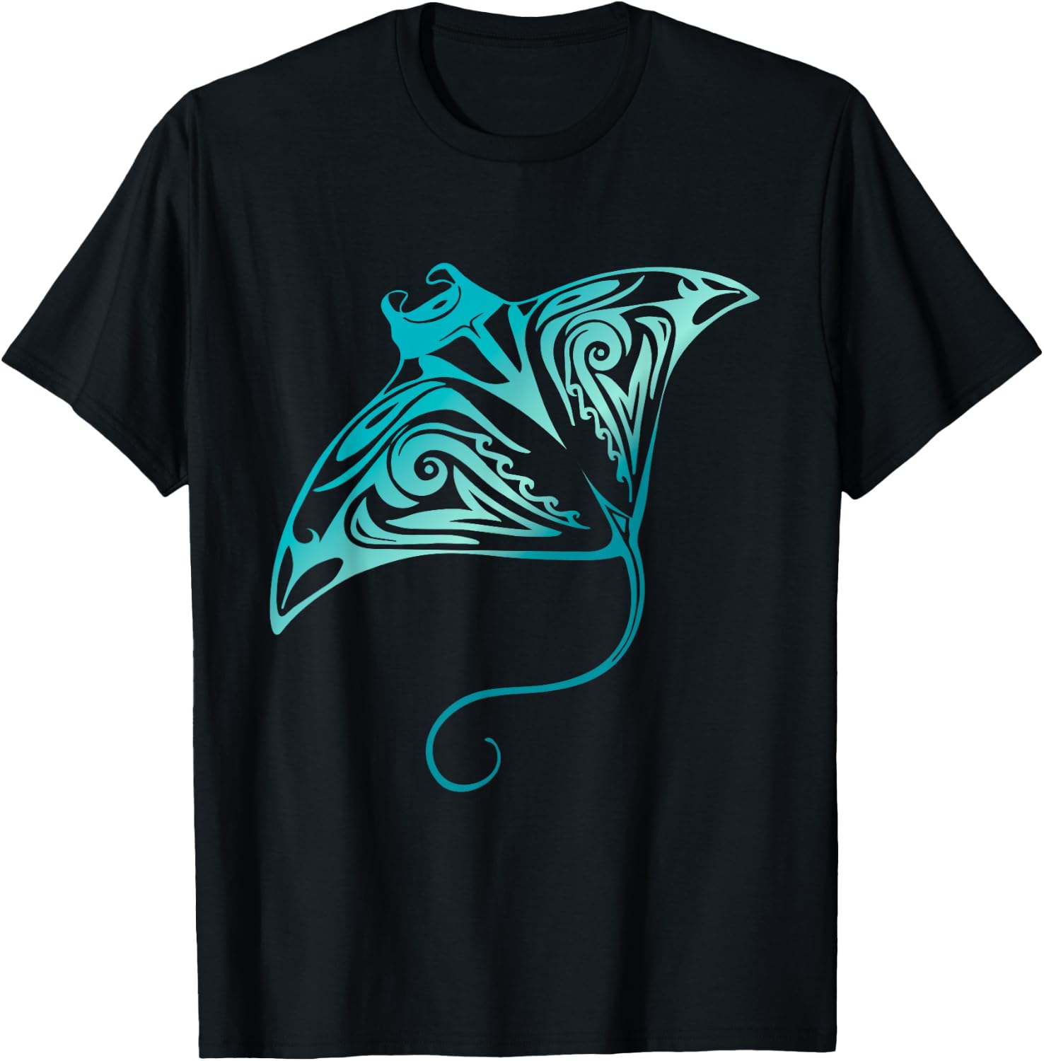 Hawaii Tribal Manta Ray Hawaiian Shirt Shark Lover T-Shirt - T-Shirt | Black