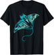 Hawaii Tribal Manta Ray Hawaiian Shirt Shark Lover T-Shirt - T-Shirt | Black