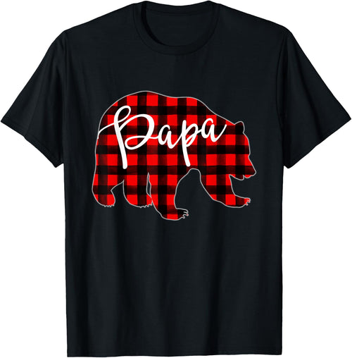 PAPA BEAR | Red Plaid Matching Family Christmas Eve Buffalo
