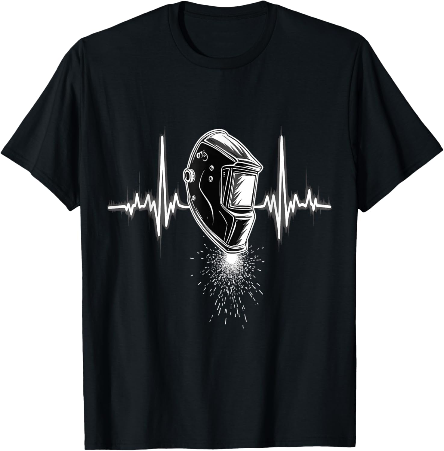 Welding Helmet Heartbeat T-Shirt - T-Shirt | Black