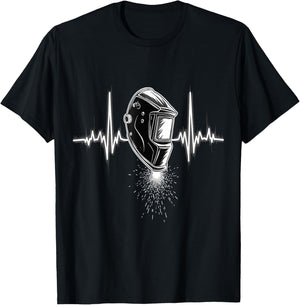 Welding Helmet Heartbeat T-Shirt - T-Shirt | Black