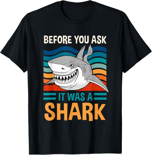 Funny Amputation Surgery Before You Ask It Was A Shark T-Shirt - T-Shirt | Black