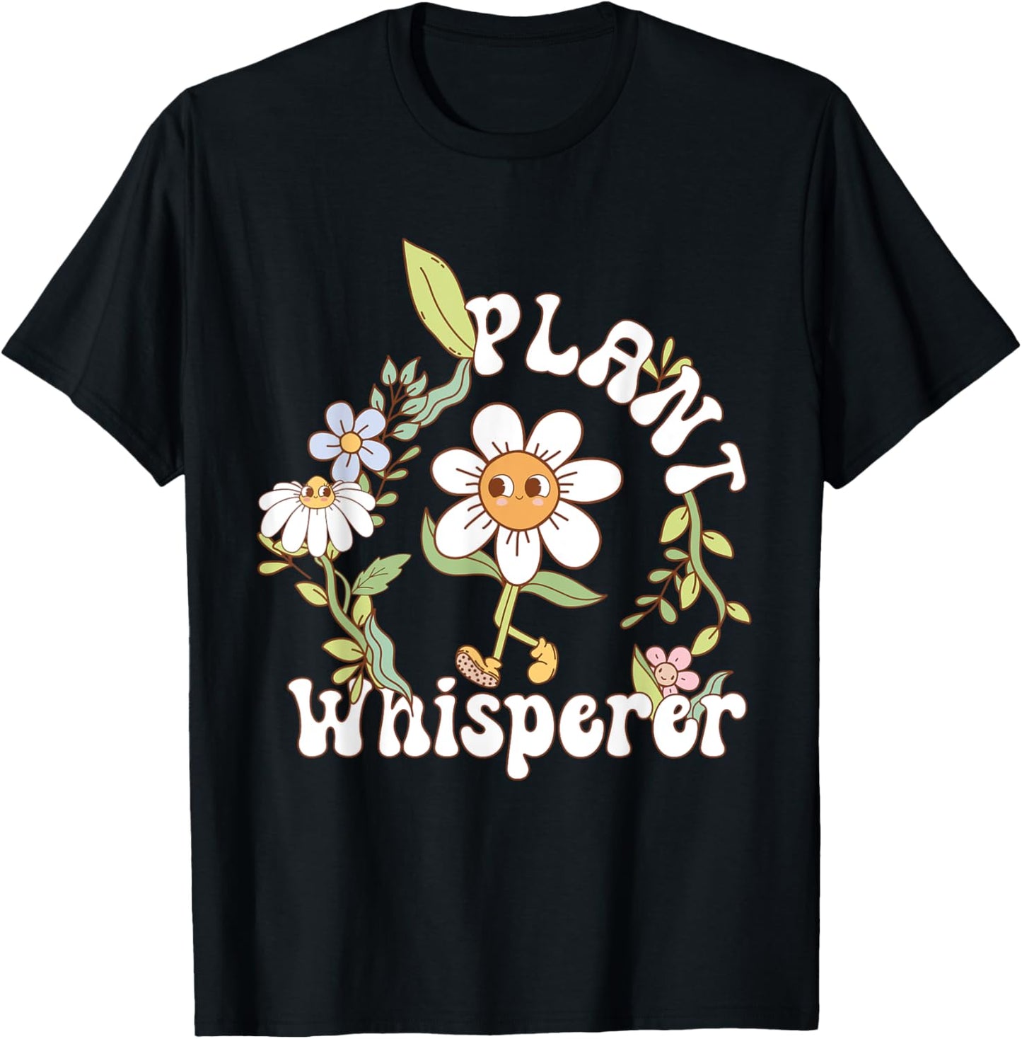 Plant Whisperer Groovy sunflower Funny Gardener lover T-Shirt - T-Shirt | Black