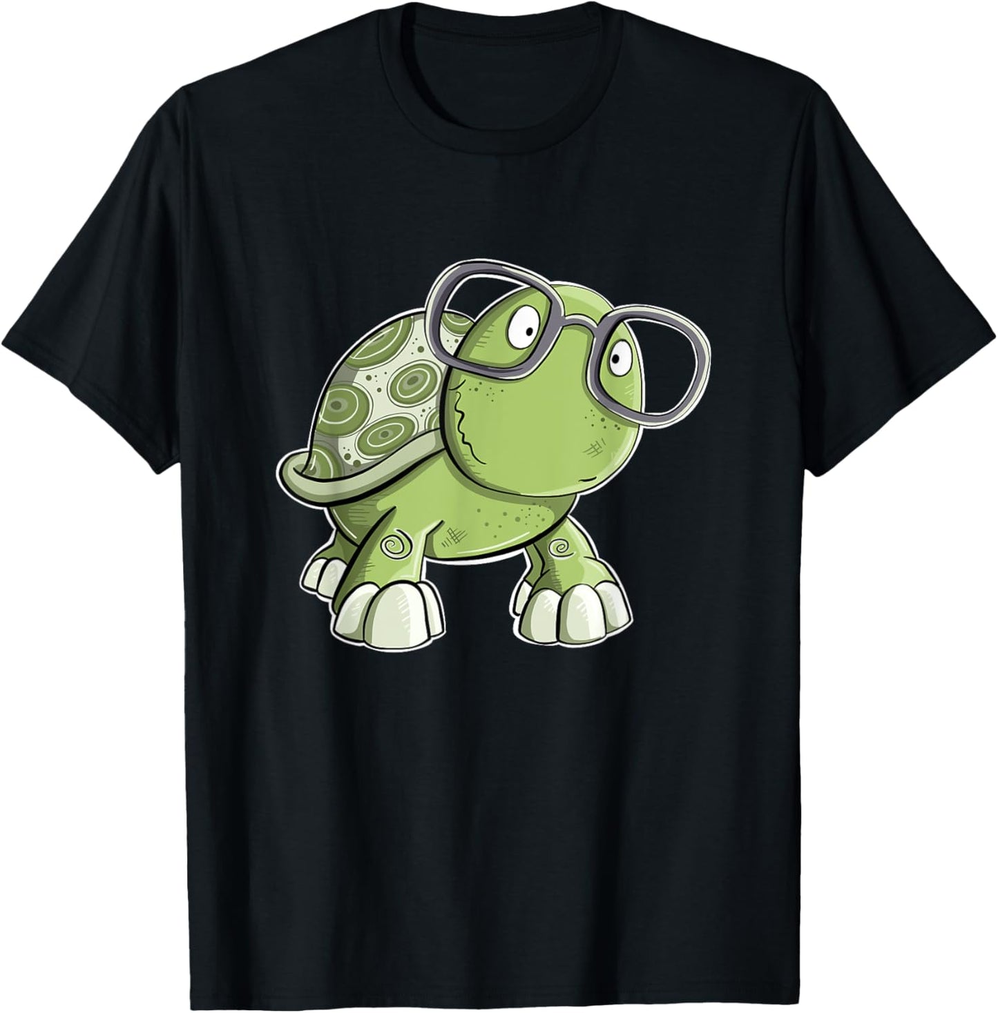 Funny Nerd Turtle With Glasses For Reptile Lover T-Shirt - T-Shirt | Black