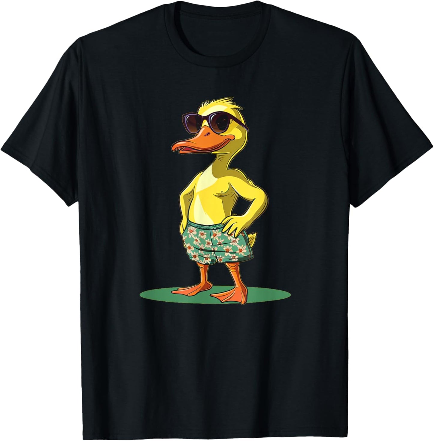 Cool Duck in Shorts and Sunglasses for Summer Fans Men Women Kids T-Shirt - T-Shirt | Black