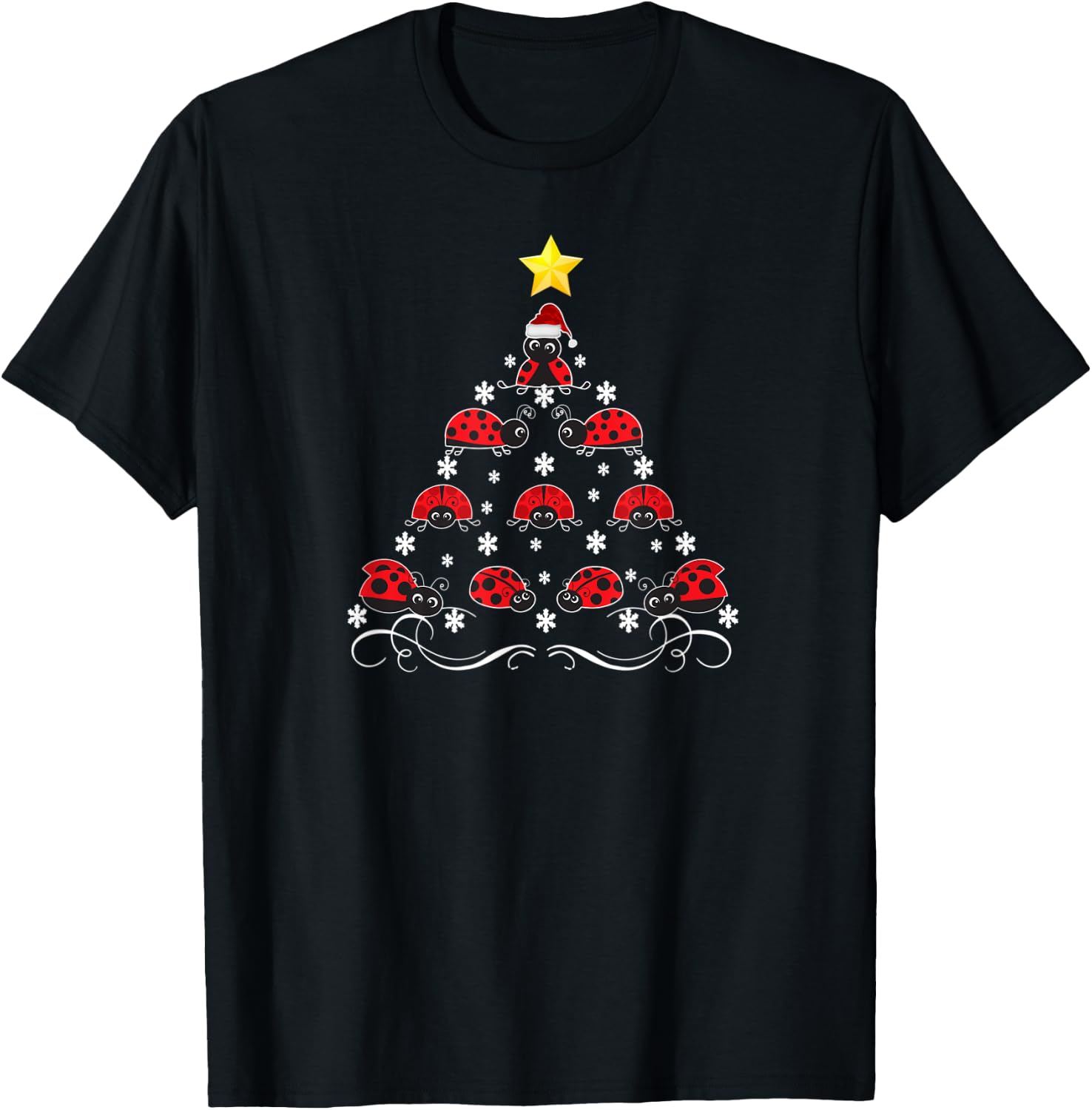Ladybug Christmas Tree T-Shirt - T-Shirt | Black