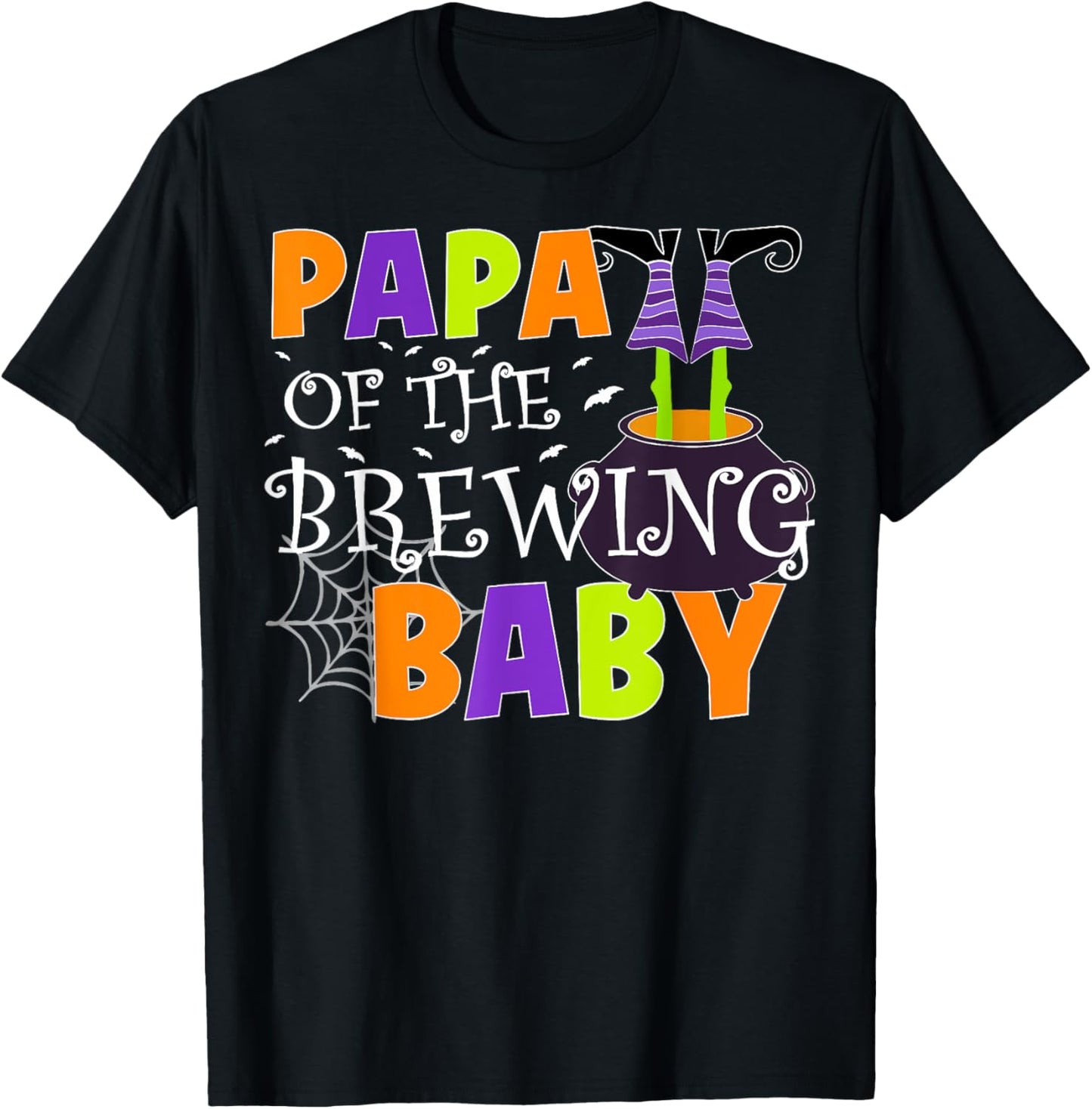 Papa Of The Brewing Baby Halloween Witch T-Shirt - T-Shirt | Black