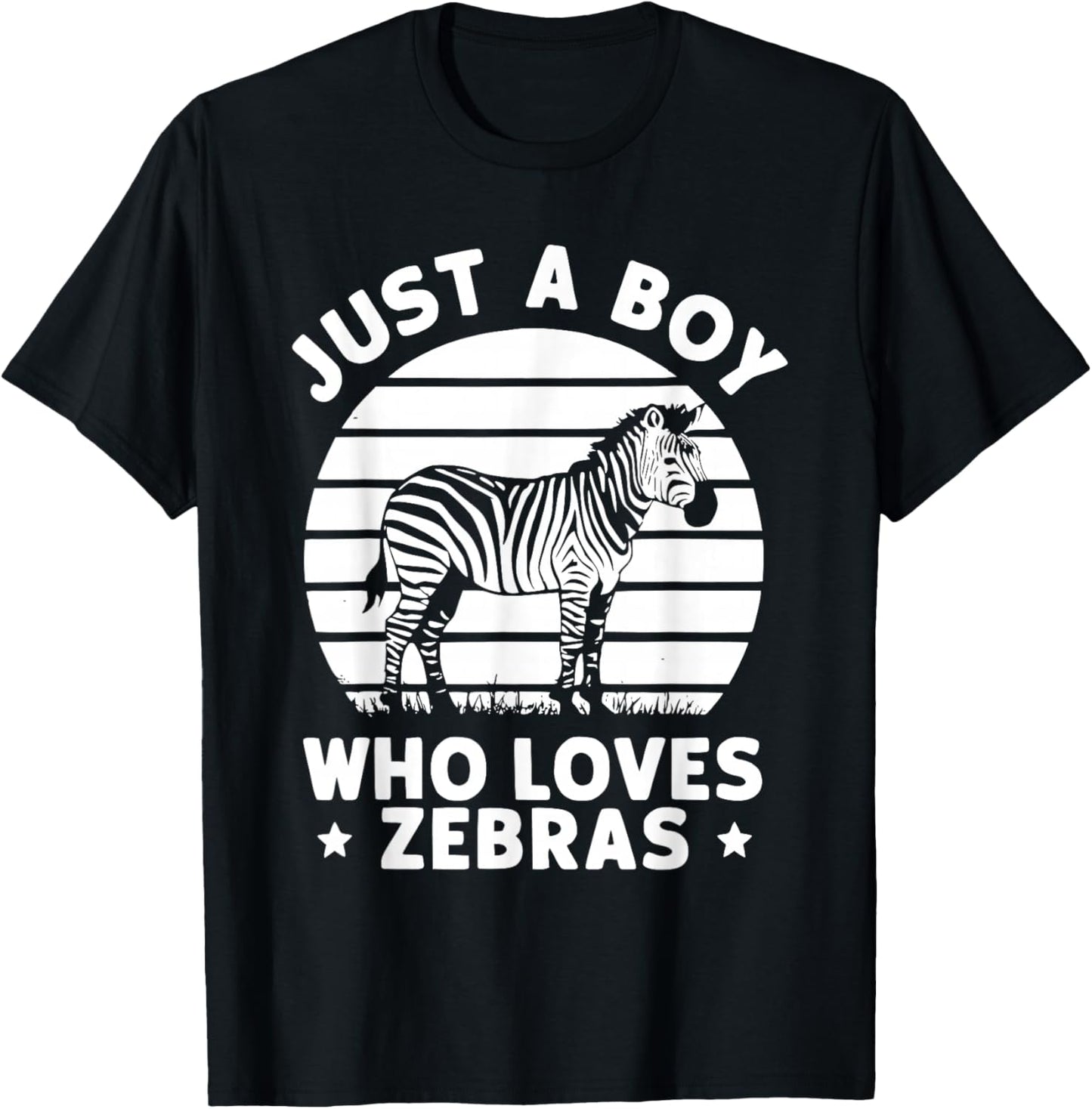 Just A Boy Who Loves Zebras T-Shirt - T-Shirt | Black