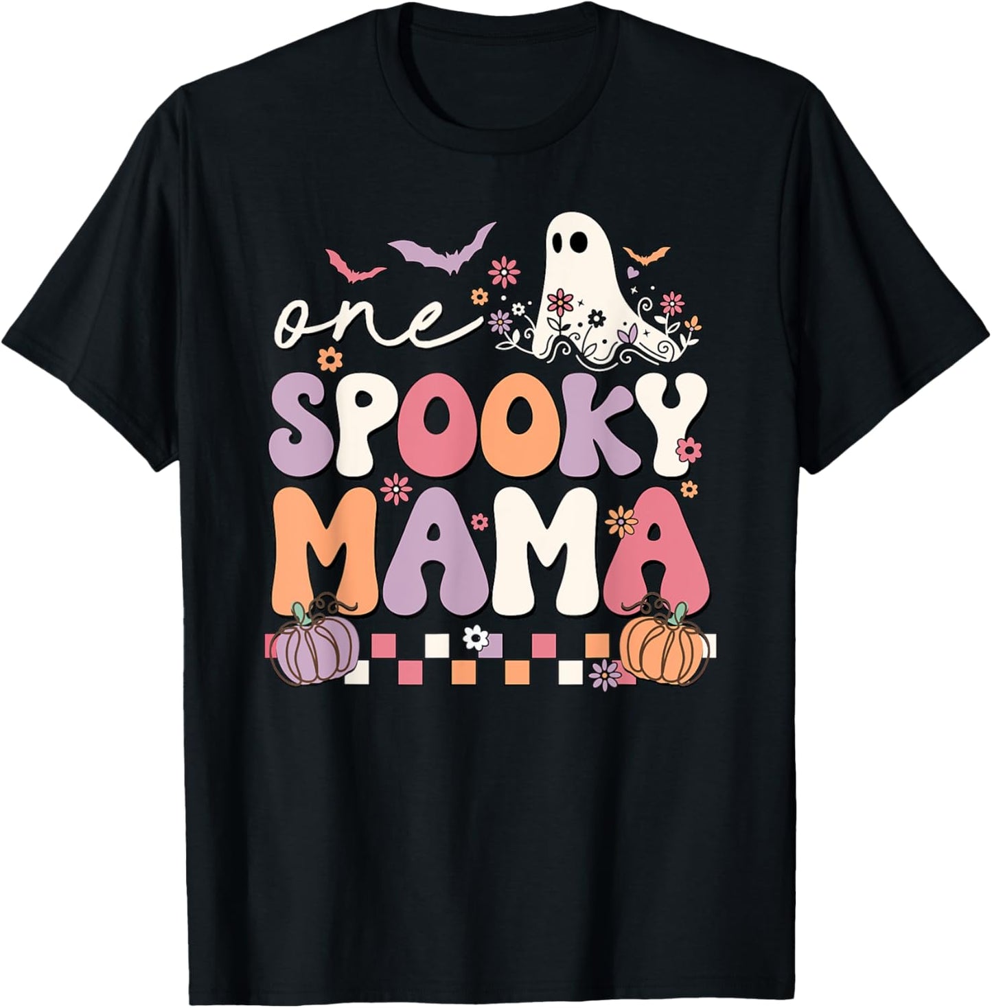 One Spooky Mama Halloween Spooky Ghost T-Shirt - T-Shirt | Black