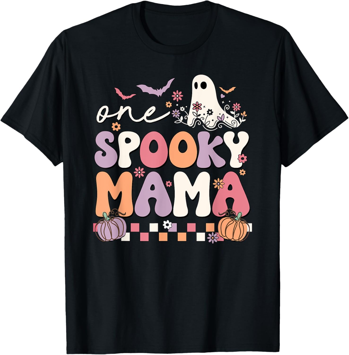One Spooky Mama Halloween Spooky Ghost T-Shirt - T-Shirt | Black