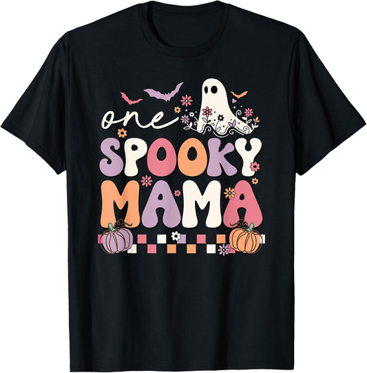 One Spooky Mama Halloween Spooky Ghost T-Shirt - T-Shirt | Black