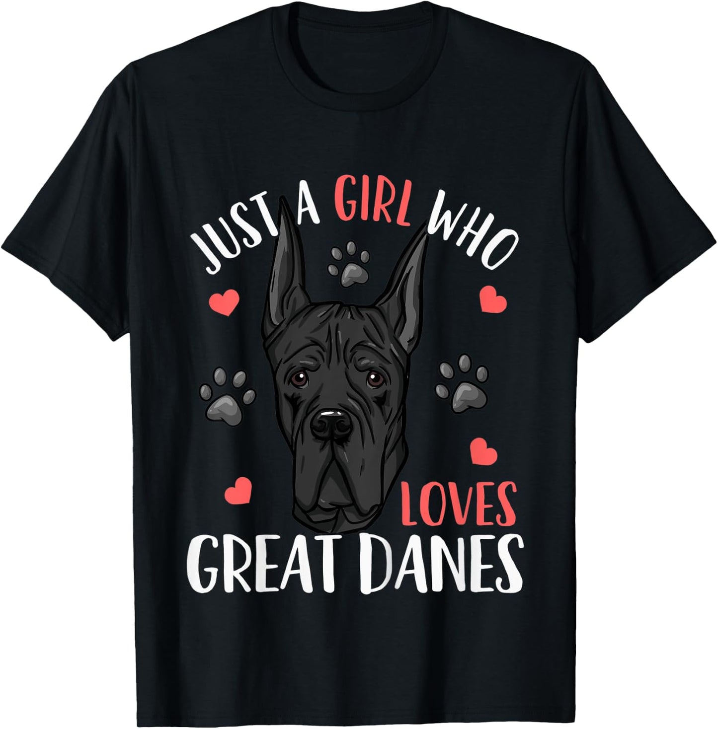 Kids Great Dane Just A Girl Who Loves Great Danes Gift T-Shirt - T-Shirt | Black