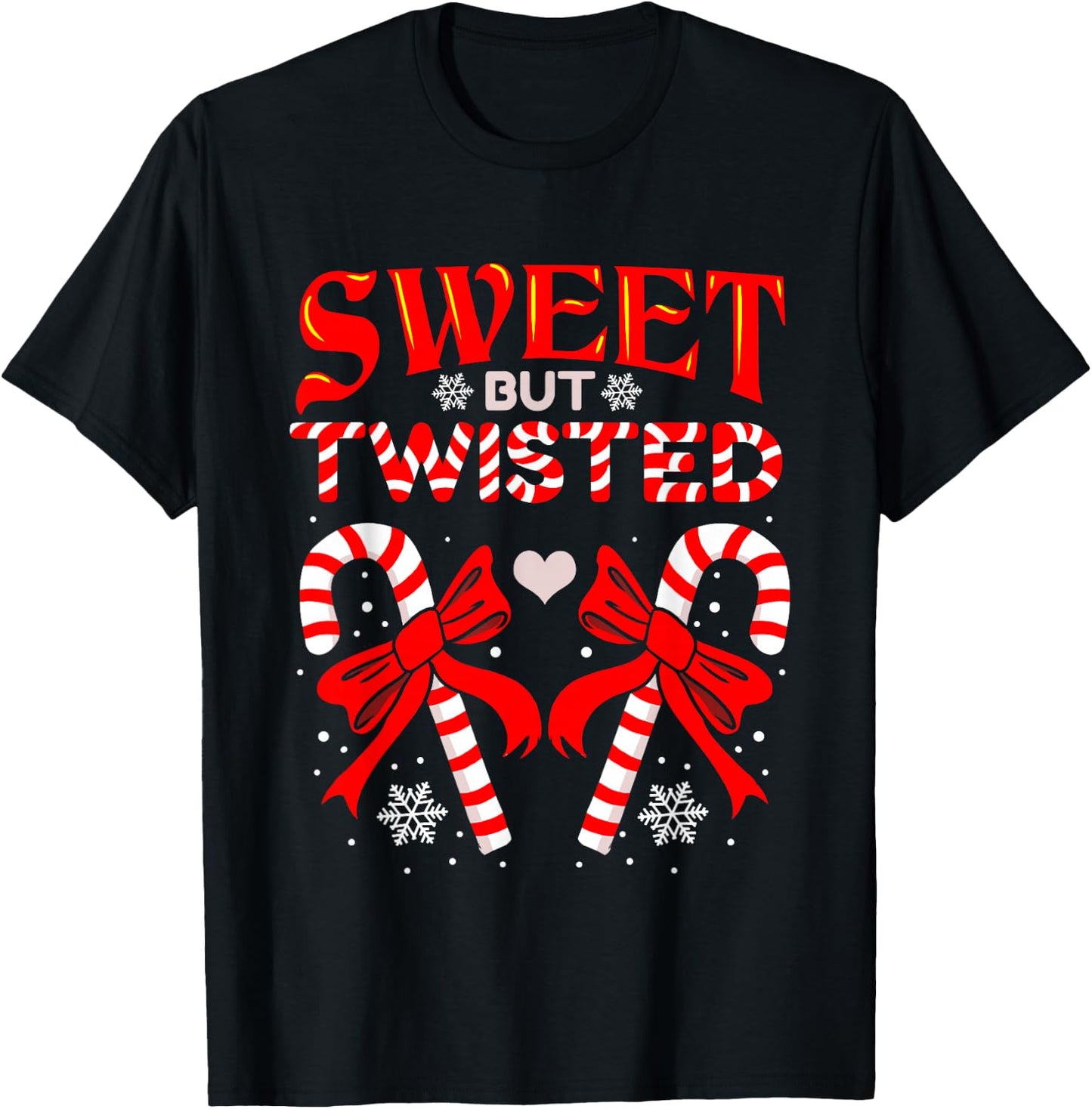 Sweet But Twisted Candy Cane Christmas Short Sleeve T-Shirt - T-Shirt | Black