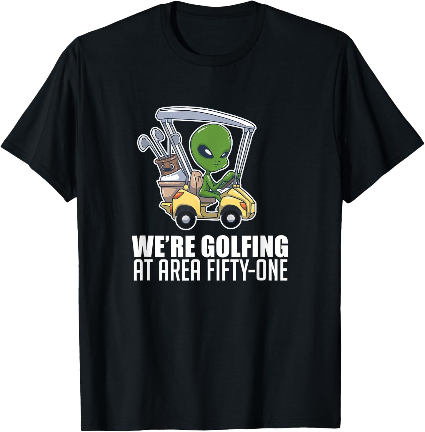 Golfing At Area Fifty One Golf Player Lover Alien T-Shirt - T-Shirt | Black