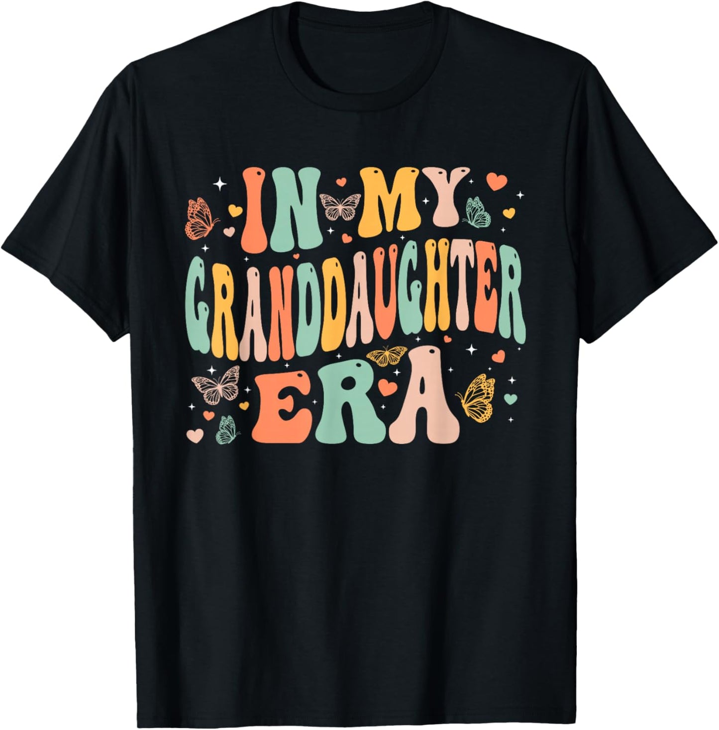 Retro Groovy In My Granddaughter Era Mother's Day Kids Girls T-Shirt - T-Shirt | Black