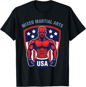 MMA USA Support the Team Shirt USA Flag Mixed Martial Arts T-Shirt - T-Shirt | Black