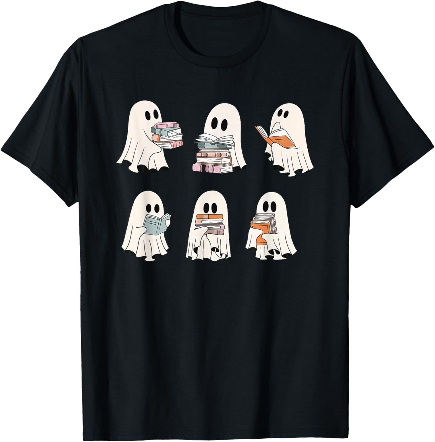 Cute Boo Ghost Read More Books, Funny Halloween, Book Lover T-Shirt - T-Shirt | Black