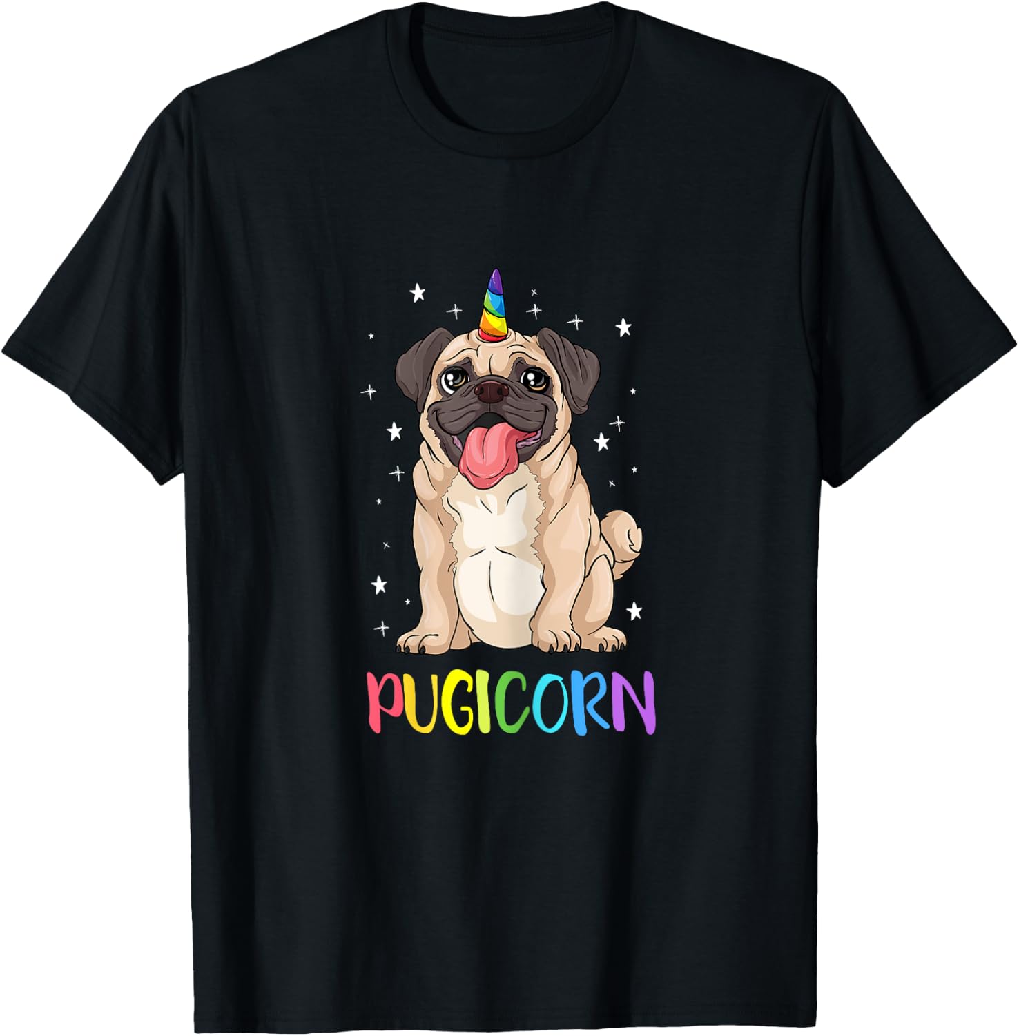 Girl Pugicorn funny pug Lover unicorn Pug Owner T-Shirt - T-Shirt | Black