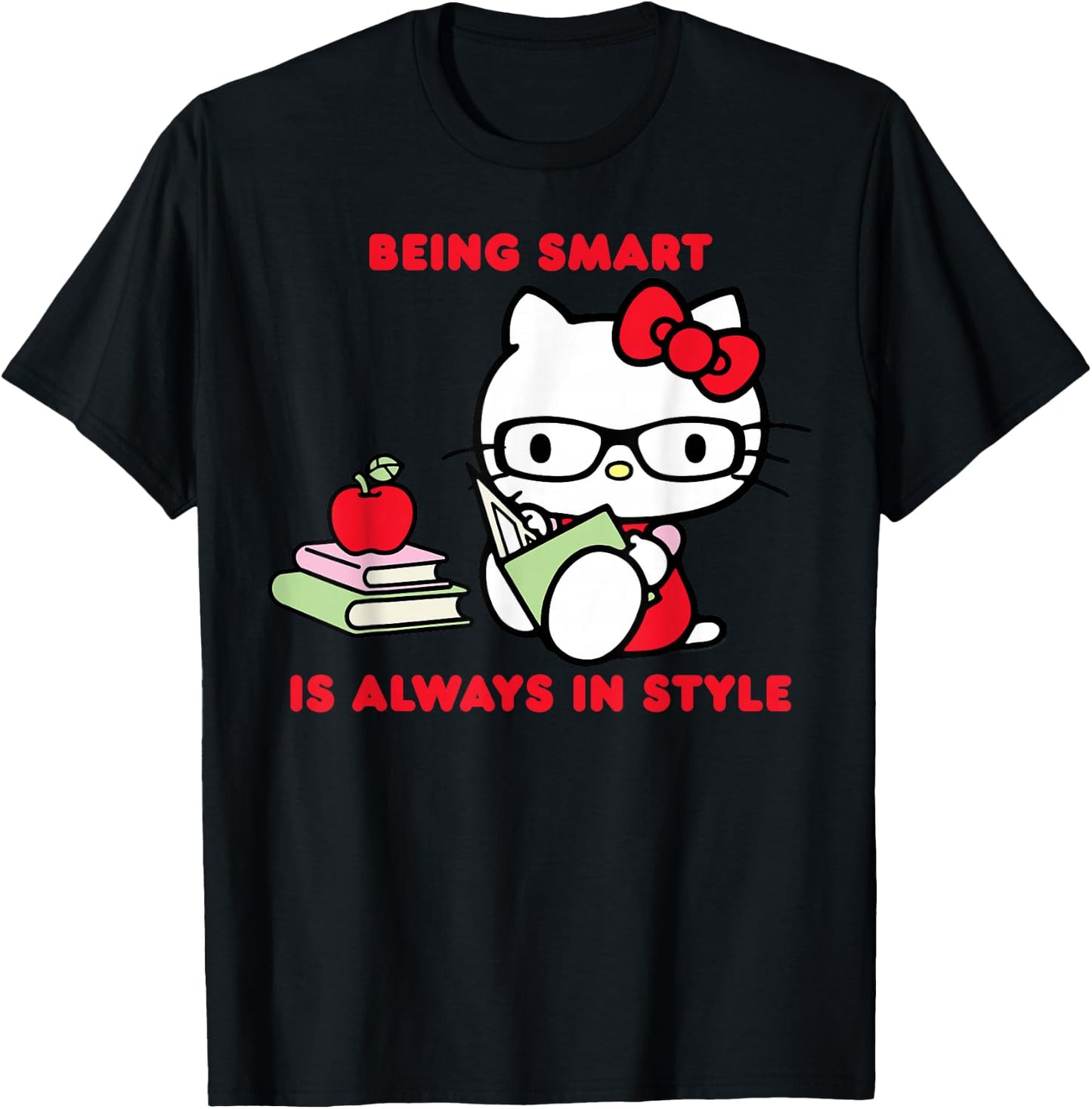 Hello Kitty Being Smart Is Always In Style Books Student T-Shirt - T-Shirt | Black